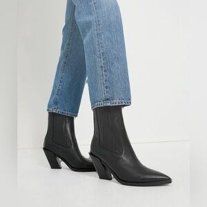 Sam Edelman Mandey Western Ankle Booties in Black Suede - new